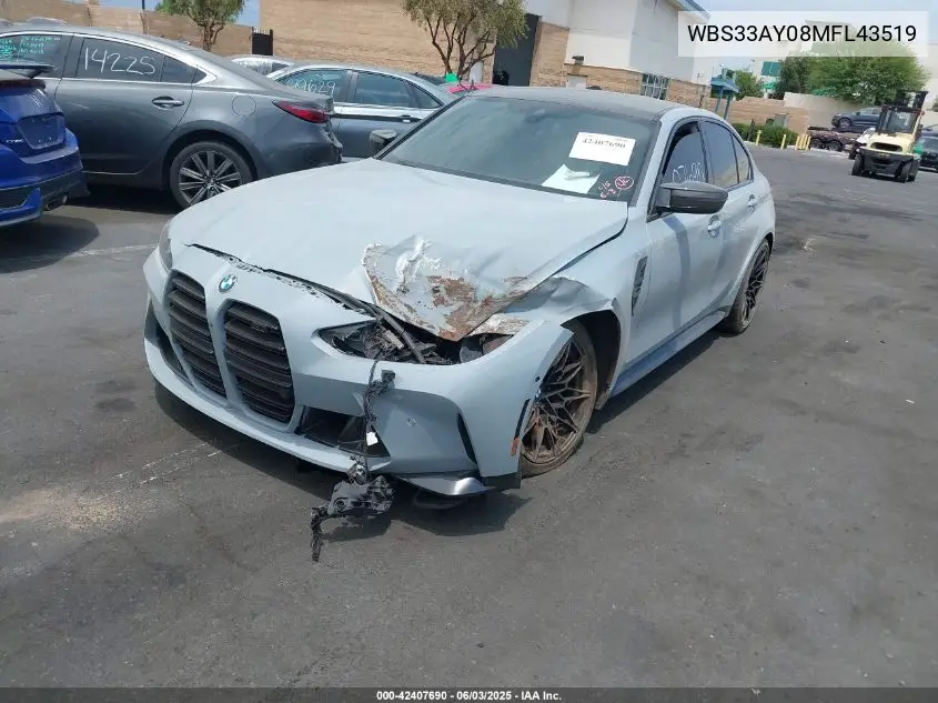2021 BMW M3 Competition VIN: WBS33AY08MFL43519 Lot: 42407690