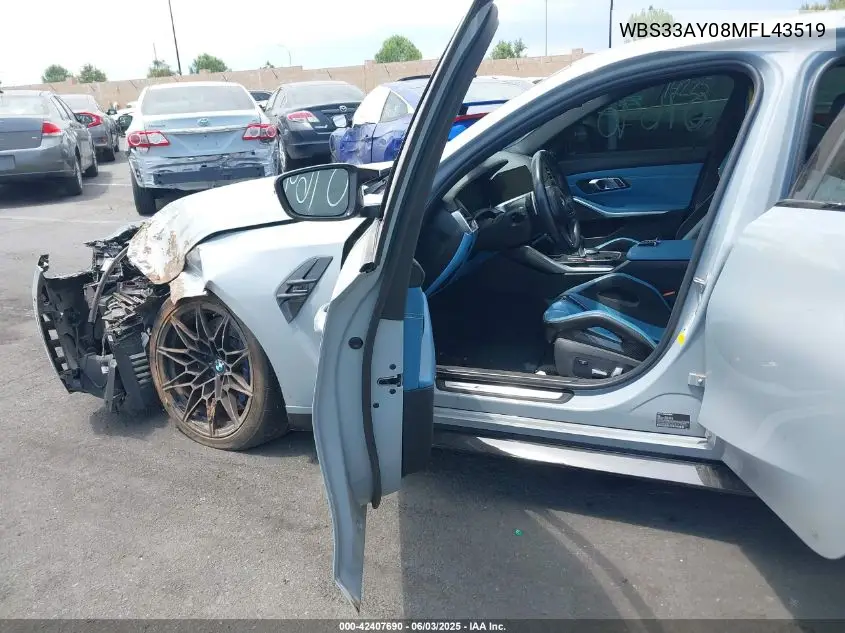 2021 BMW M3 Competition VIN: WBS33AY08MFL43519 Lot: 42407690