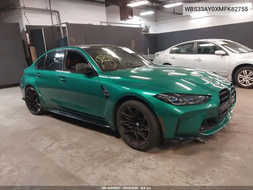 2021 BMW M3 Competition VIN: WBS33AY0XMFK82755 Lot: 42500297
