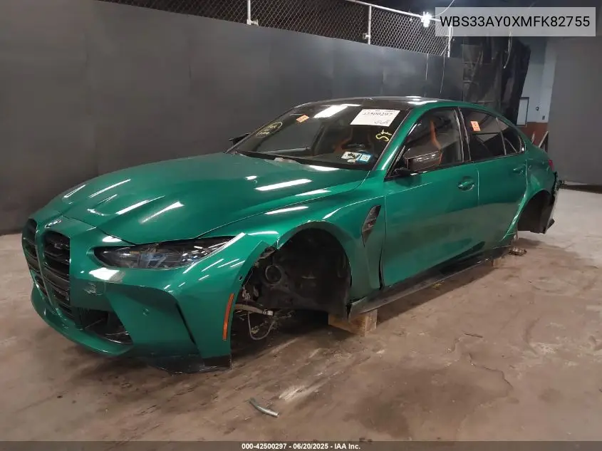 2021 BMW M3 Competition VIN: WBS33AY0XMFK82755 Lot: 42500297