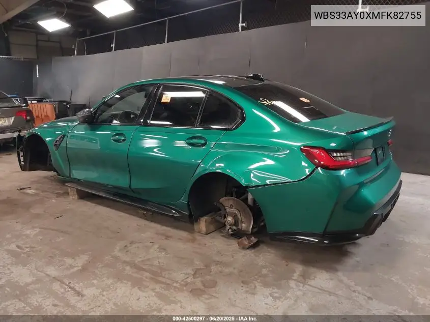 2021 BMW M3 Competition VIN: WBS33AY0XMFK82755 Lot: 42500297