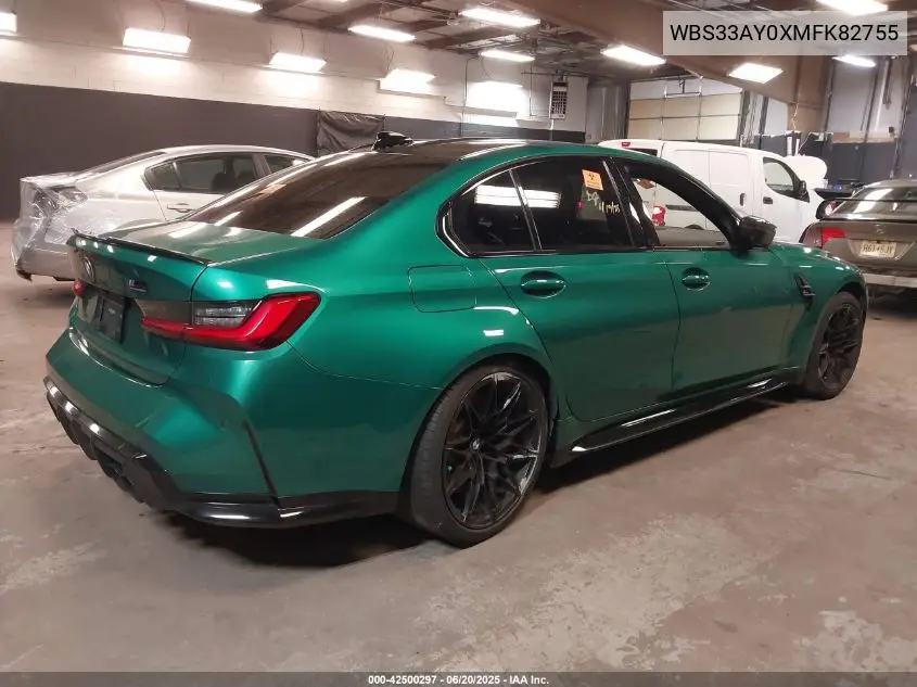 2021 BMW M3 Competition VIN: WBS33AY0XMFK82755 Lot: 42500297