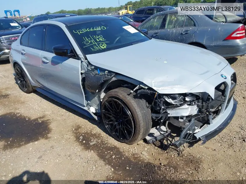 2021 BMW M3 Competition VIN: WBS33AY03MFL38129 Lot: 42566640