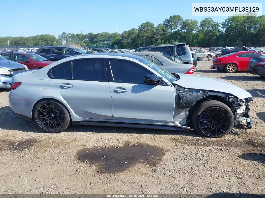 2021 BMW M3 Competition VIN: WBS33AY03MFL38129 Lot: 42566640