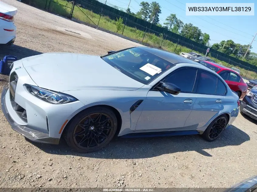 2021 BMW M3 Competition VIN: WBS33AY03MFL38129 Lot: 42566640