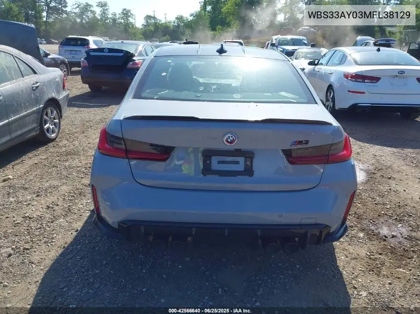 2021 BMW M3 Competition VIN: WBS33AY03MFL38129 Lot: 42566640