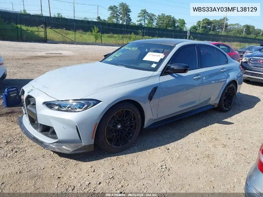 2021 BMW M3 Competition VIN: WBS33AY03MFL38129 Lot: 42566640