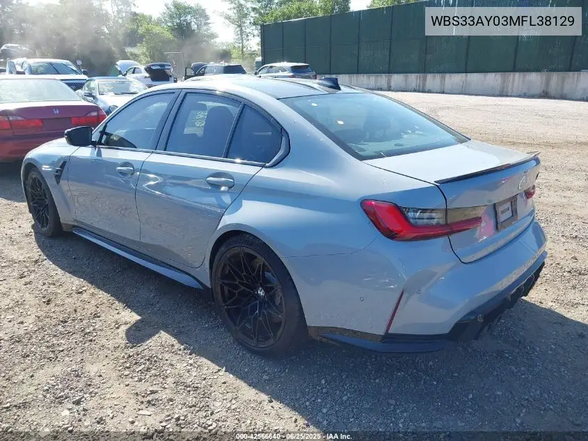 2021 BMW M3 Competition VIN: WBS33AY03MFL38129 Lot: 42566640