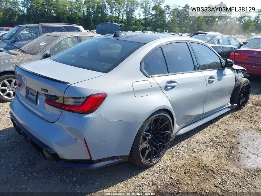 2021 BMW M3 Competition VIN: WBS33AY03MFL38129 Lot: 42566640