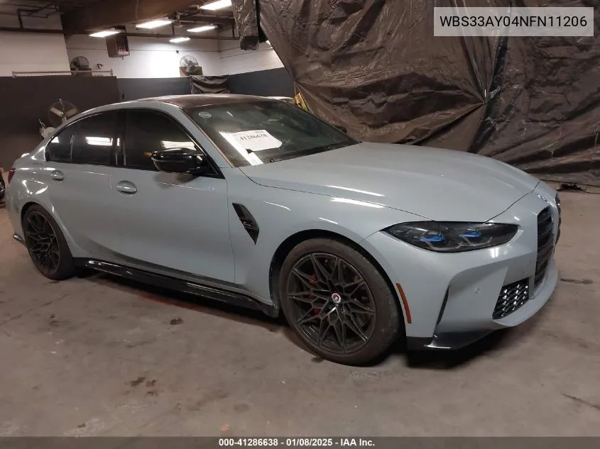 2022 BMW M3 Competition VIN: WBS33AY04NFN11206 Lot: 41286638