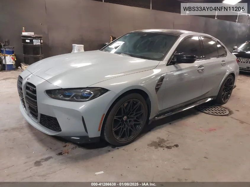 2022 BMW M3 Competition VIN: WBS33AY04NFN11206 Lot: 41286638
