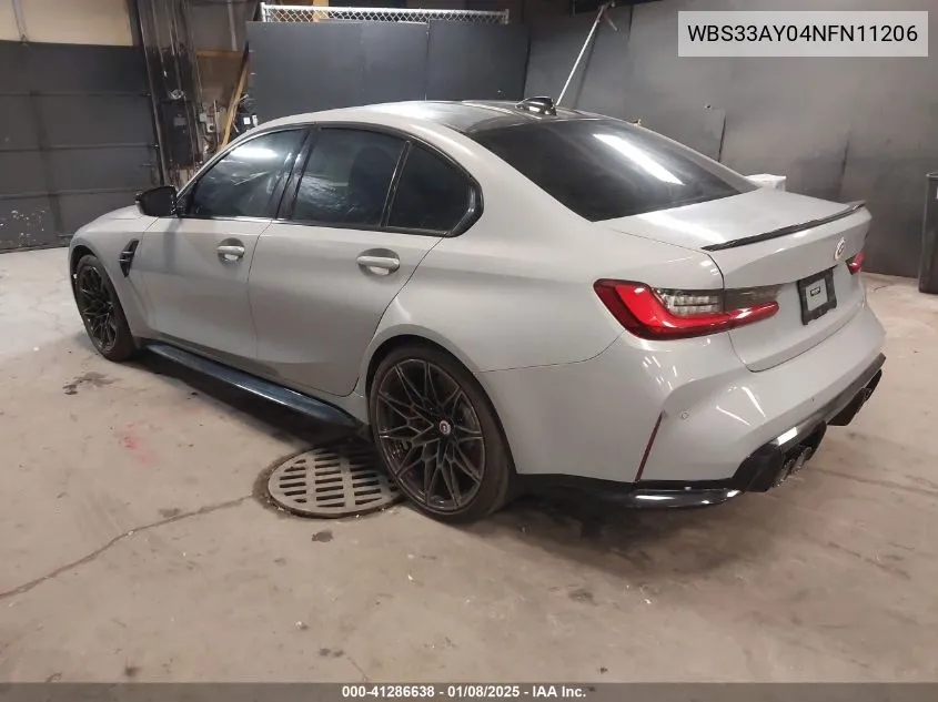 2022 BMW M3 Competition VIN: WBS33AY04NFN11206 Lot: 41286638