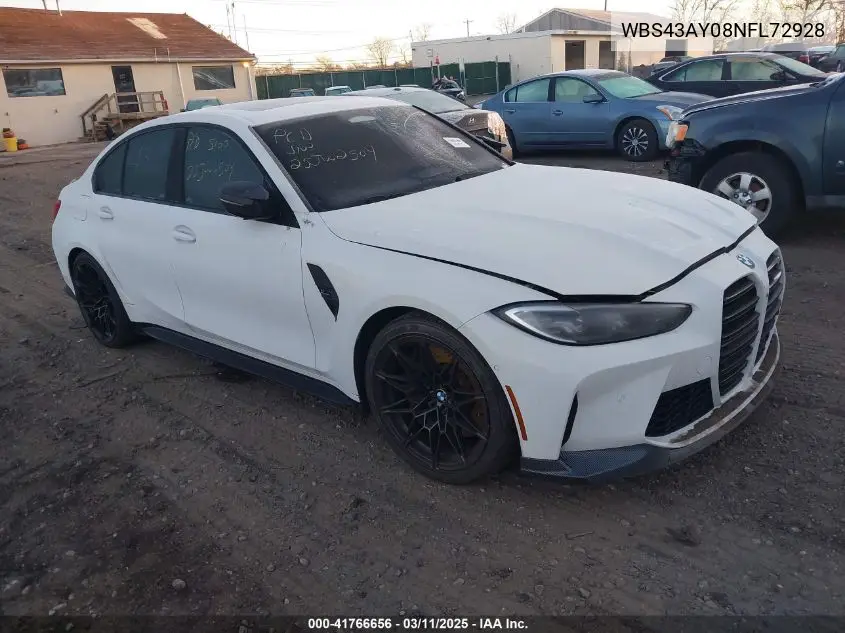 2022 BMW M3 Competition xDrive VIN: WBS43AY08NFL72928 Lot: 41766656