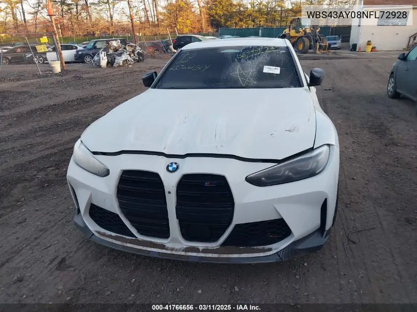 2022 BMW M3 Competition xDrive VIN: WBS43AY08NFL72928 Lot: 41766656