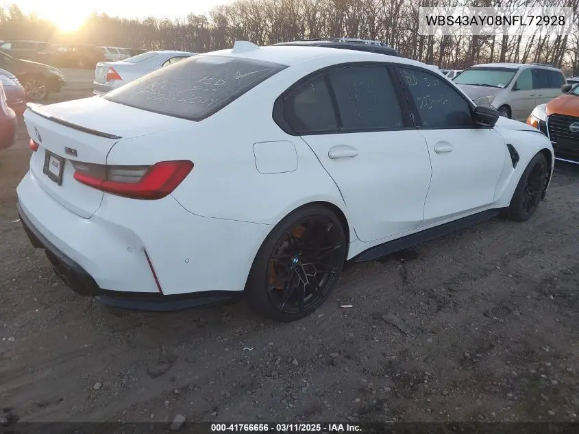 2022 BMW M3 Competition xDrive VIN: WBS43AY08NFL72928 Lot: 41766656