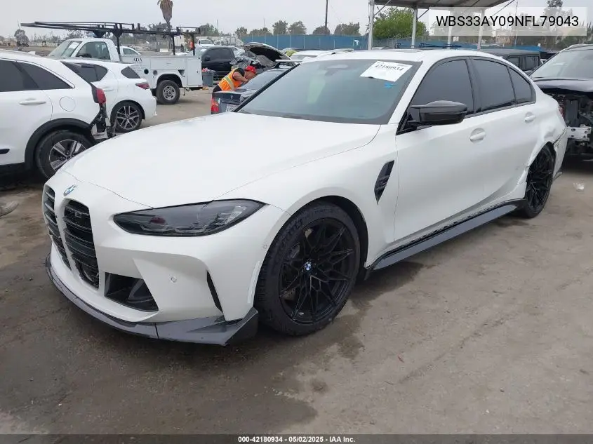 2022 BMW M3 Competition VIN: WBS33AY09NFL79043 Lot: 42180934
