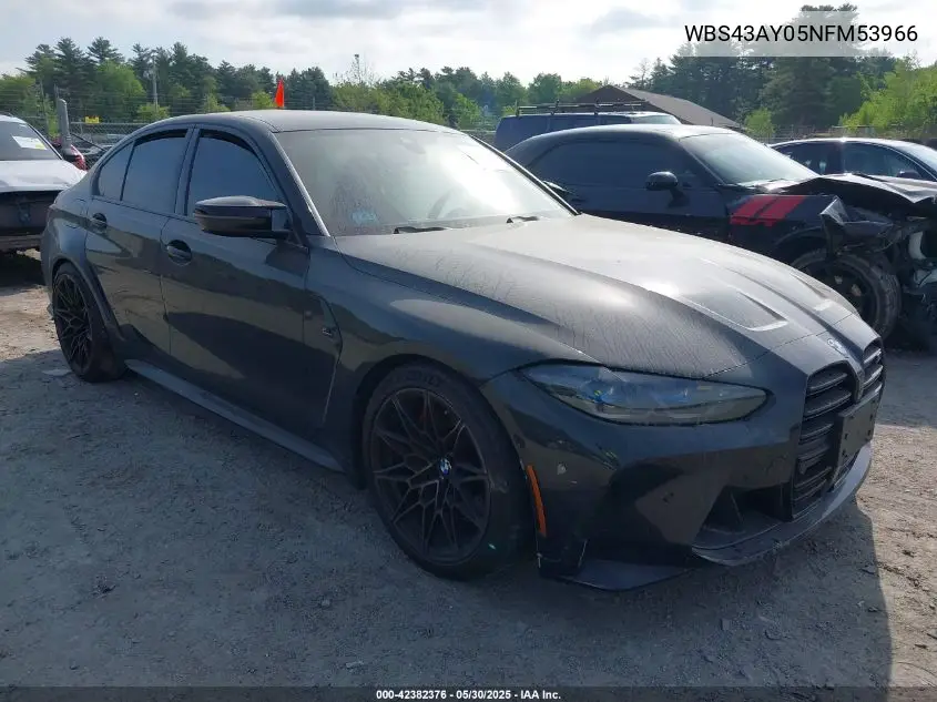 2022 BMW M3 Competition xDrive VIN: WBS43AY05NFM53966 Lot: 42382376