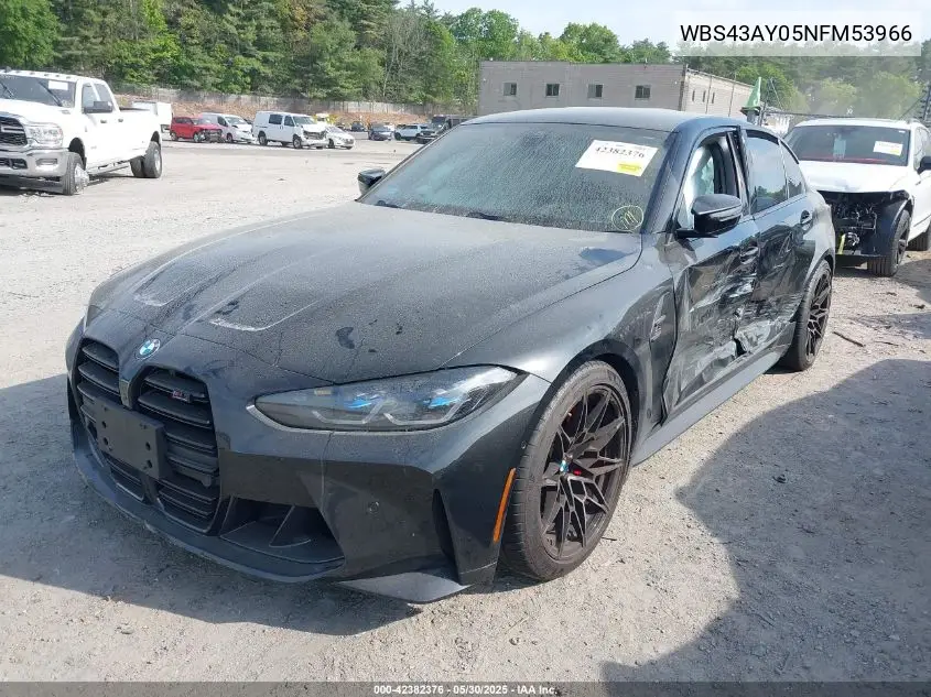 2022 BMW M3 Competition xDrive VIN: WBS43AY05NFM53966 Lot: 42382376