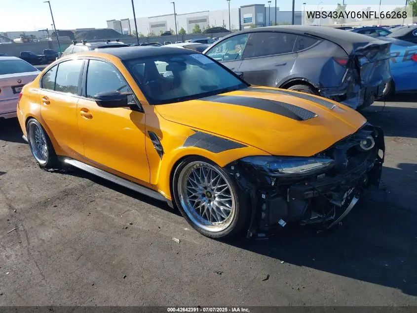 2022 BMW M3 Competition VIN: WBS43AY06NFL66268 Lot: 42642391
