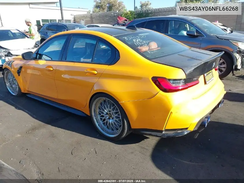2022 BMW M3 Competition VIN: WBS43AY06NFL66268 Lot: 42642391