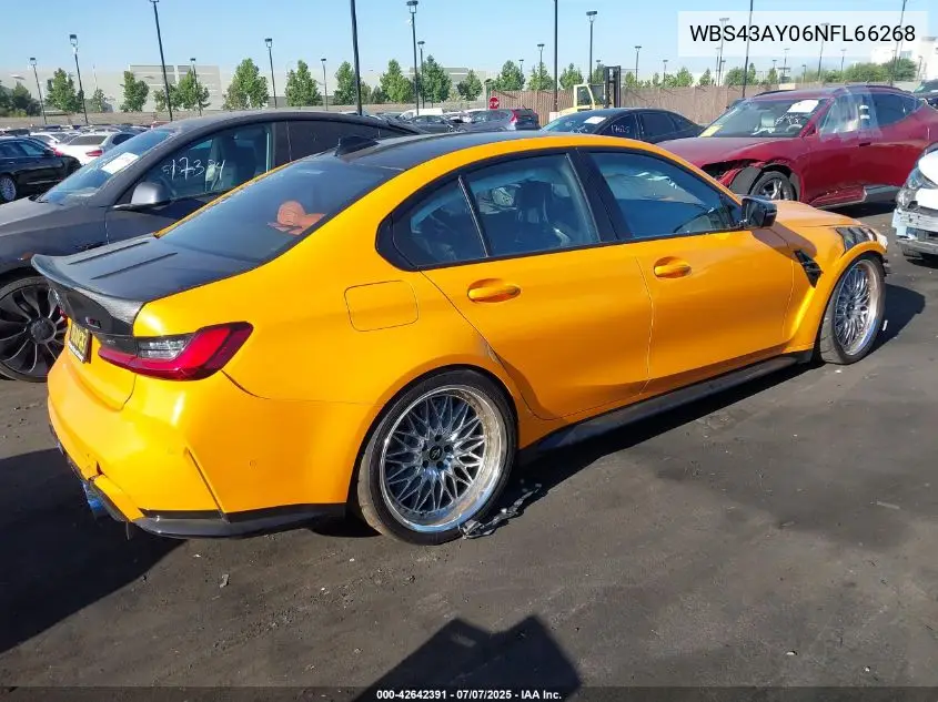 2022 BMW M3 Competition VIN: WBS43AY06NFL66268 Lot: 42642391