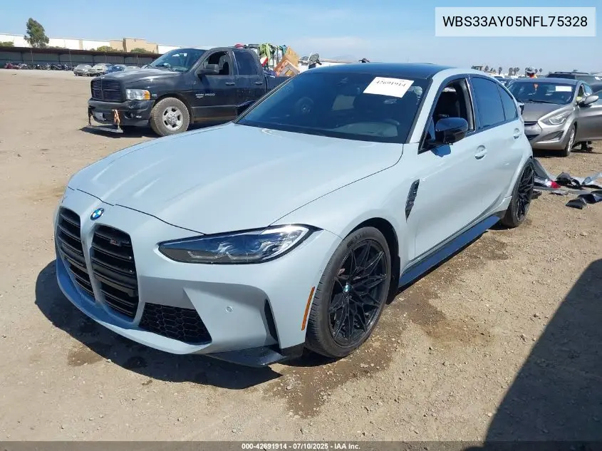 2022 BMW M3 Competition VIN: WBS33AY05NFL75328 Lot: 42691914