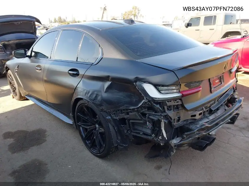 2023 BMW M3 Competition xDrive VIN: WBS43AY07PFN72086 Lot: 42216927