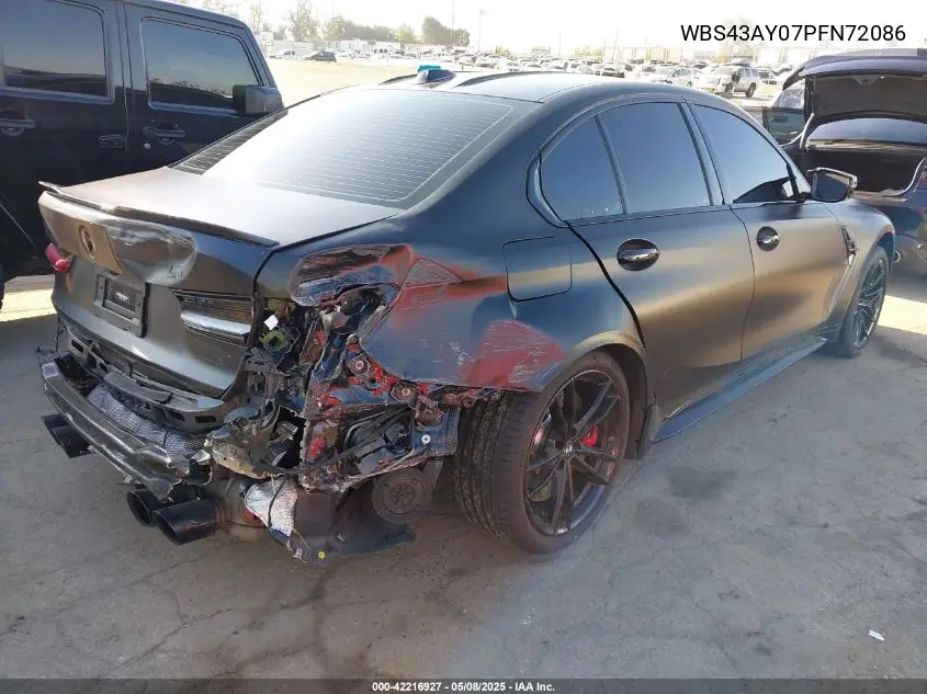 2023 BMW M3 Competition xDrive VIN: WBS43AY07PFN72086 Lot: 42216927