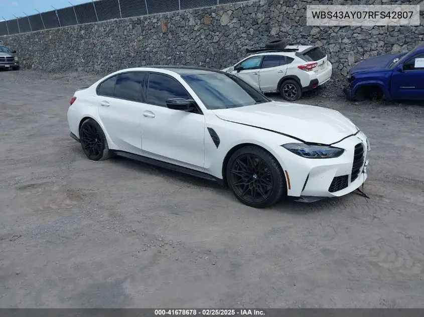 2024 BMW M3 Competition xDrive VIN: WBS43AY07RFS42807 Lot: 41678678