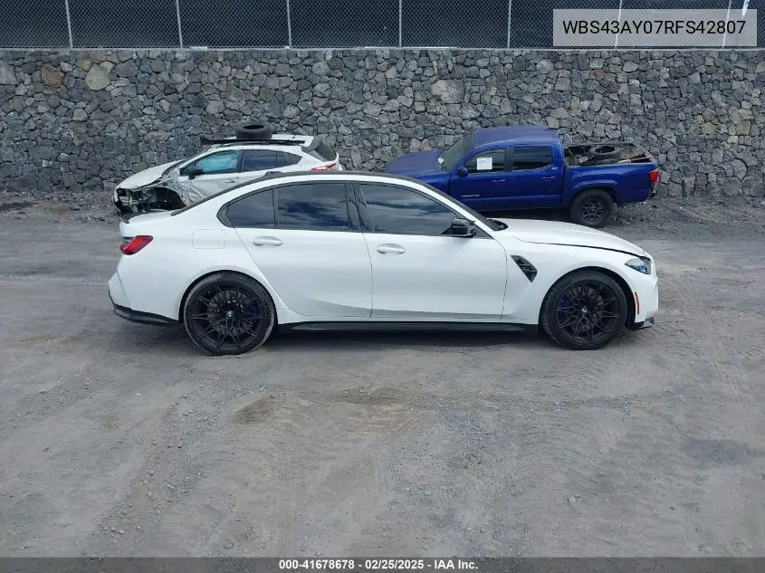 2024 BMW M3 Competition xDrive VIN: WBS43AY07RFS42807 Lot: 41678678