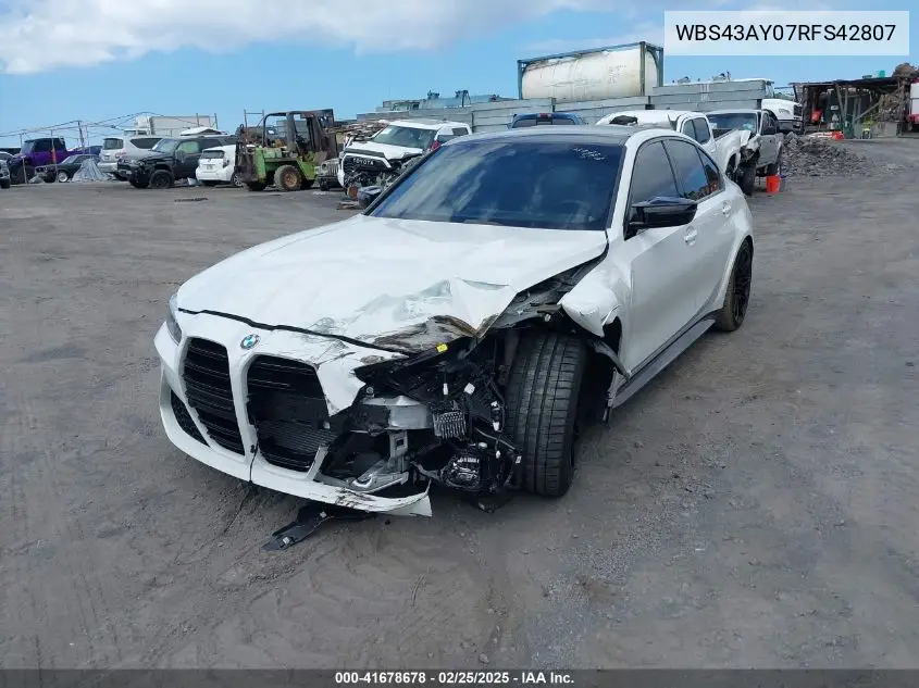 2024 BMW M3 Competition xDrive VIN: WBS43AY07RFS42807 Lot: 41678678