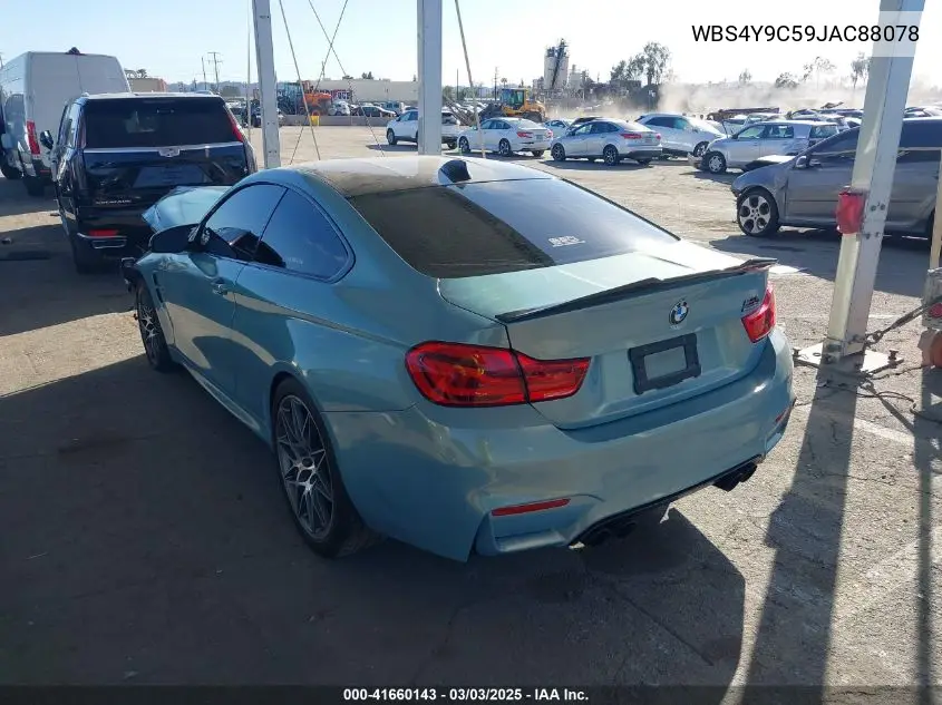 2018 BMW M4 VIN: WBS4Y9C59JAC88078 Lot: 41660143