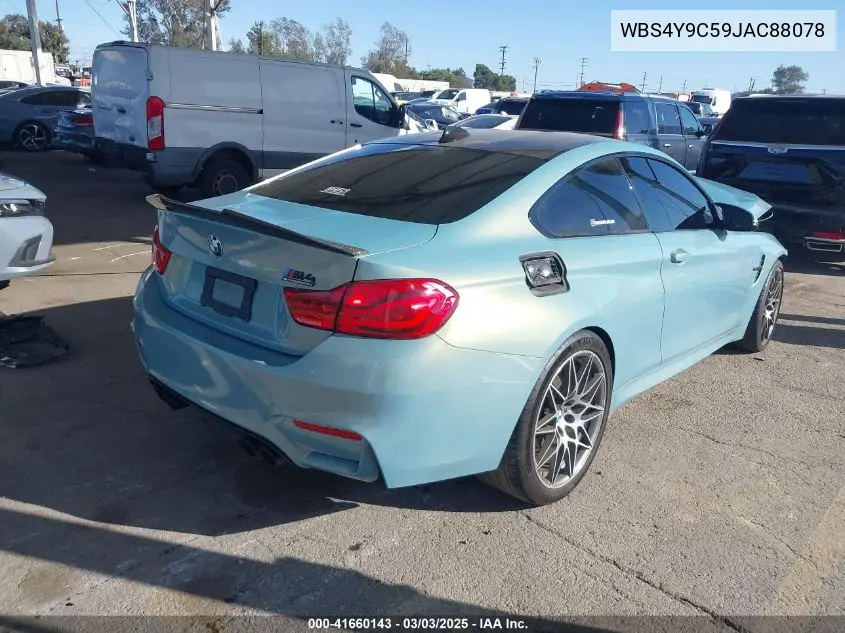 2018 BMW M4 VIN: WBS4Y9C59JAC88078 Lot: 41660143