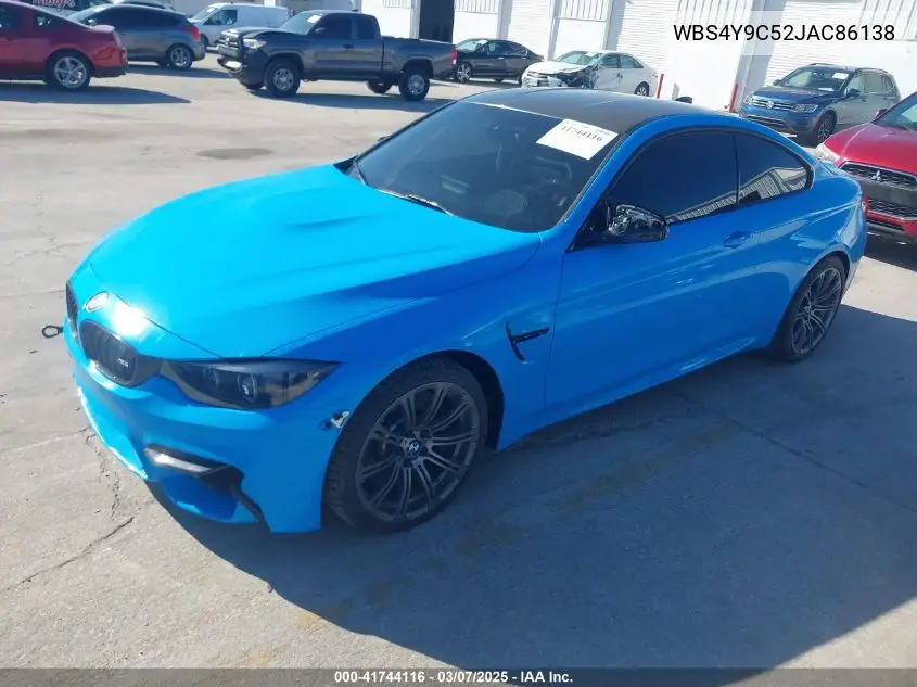 2018 BMW M4 VIN: WBS4Y9C52JAC86138 Lot: 41744116