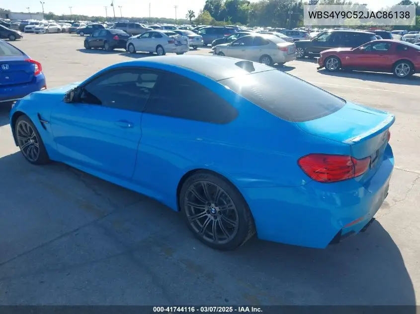 2018 BMW M4 VIN: WBS4Y9C52JAC86138 Lot: 41744116