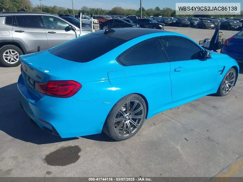 2018 BMW M4 VIN: WBS4Y9C52JAC86138 Lot: 41744116