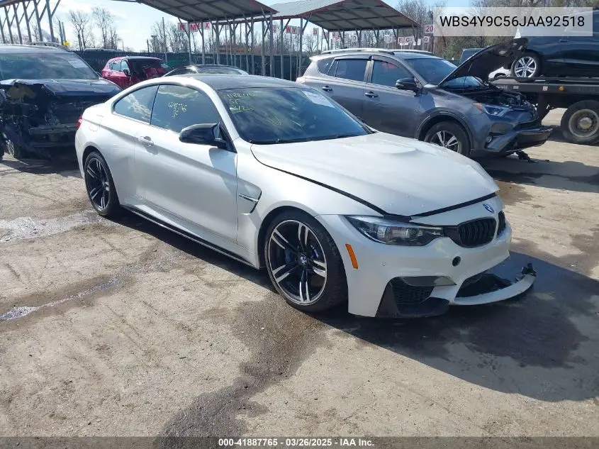 2018 BMW M4 VIN: WBS4Y9C56JAA92518 Lot: 41887765
