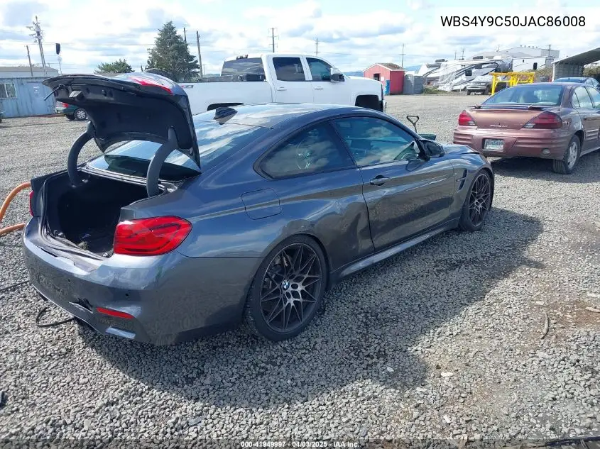 2018 BMW M4 VIN: WBS4Y9C50JAC86008 Lot: 41949997