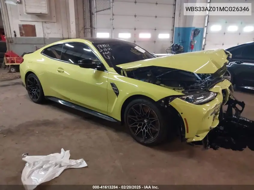 2021 BMW M4 Competition VIN: WBS33AZ01MCG26346 Lot: 41613284