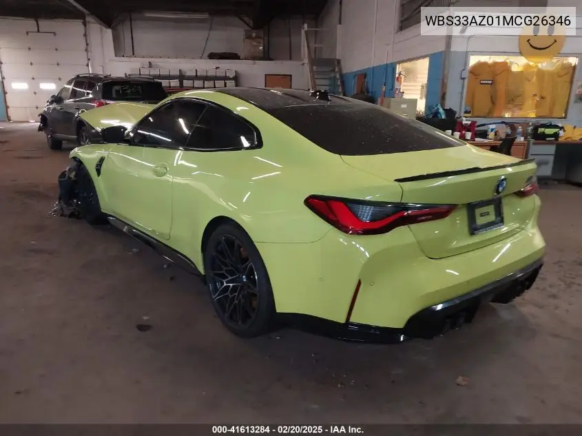 2021 BMW M4 Competition VIN: WBS33AZ01MCG26346 Lot: 41613284