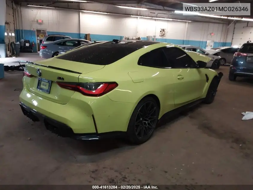 2021 BMW M4 Competition VIN: WBS33AZ01MCG26346 Lot: 41613284