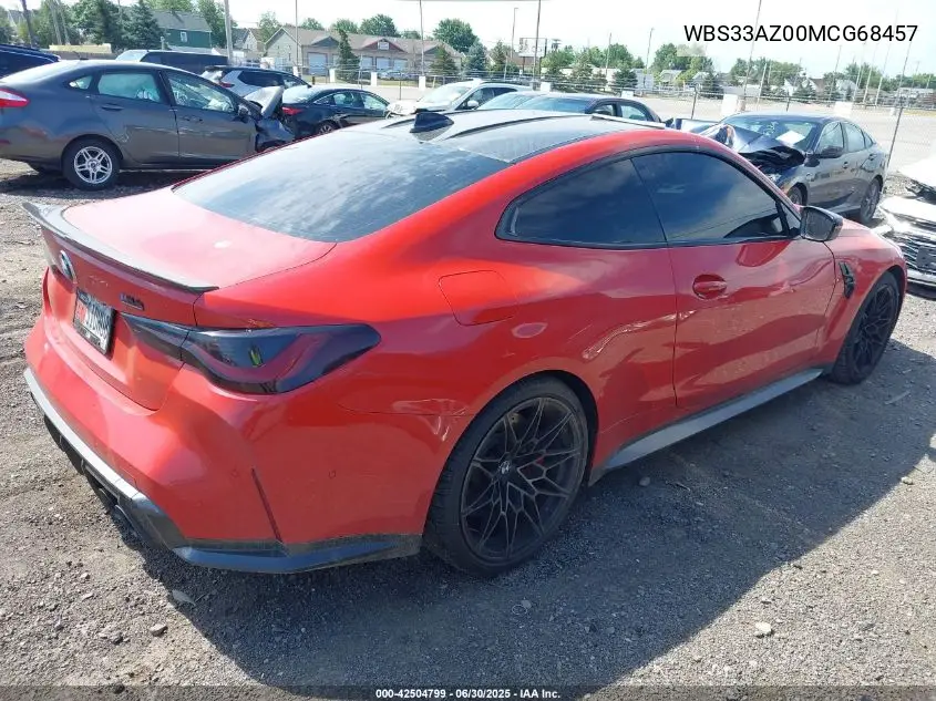 2021 BMW M4 Competition VIN: WBS33AZ00MCG68457 Lot: 42504799