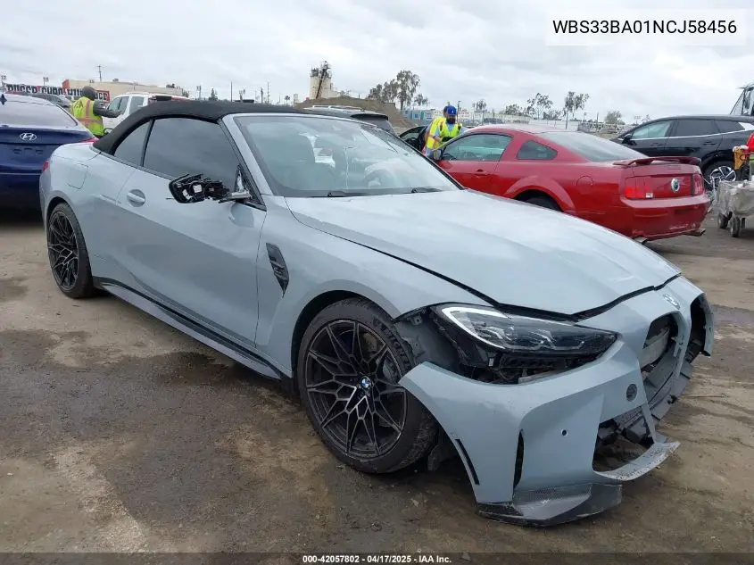 2022 BMW M4 Competition xDrive VIN: WBS33BA01NCJ58456 Lot: 42057802