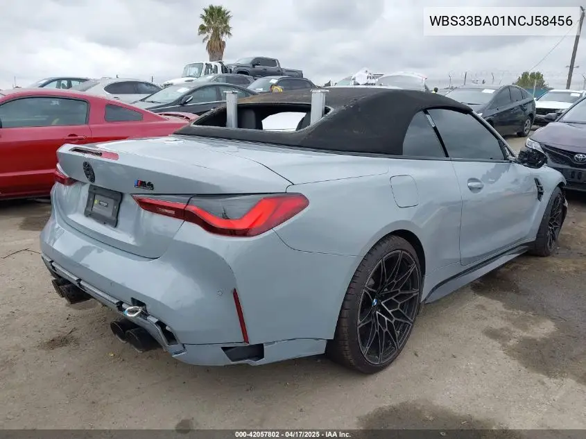 2022 BMW M4 Competition xDrive VIN: WBS33BA01NCJ58456 Lot: 42057802