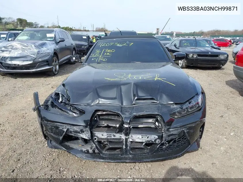2022 BMW M4 Competition xDrive VIN: WBS33BA03NCH99871 Lot: 42073627