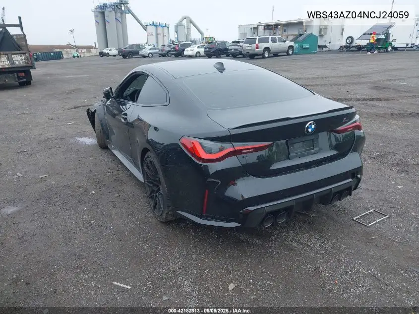 2022 BMW M4 Competition xDrive VIN: WBS43AZ04NCJ24059 Lot: 42182813