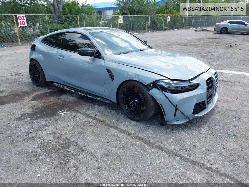 2022 BMW M4 Competition xDrive VIN: WBS43AZ04NCK16515 Lot: 42505726