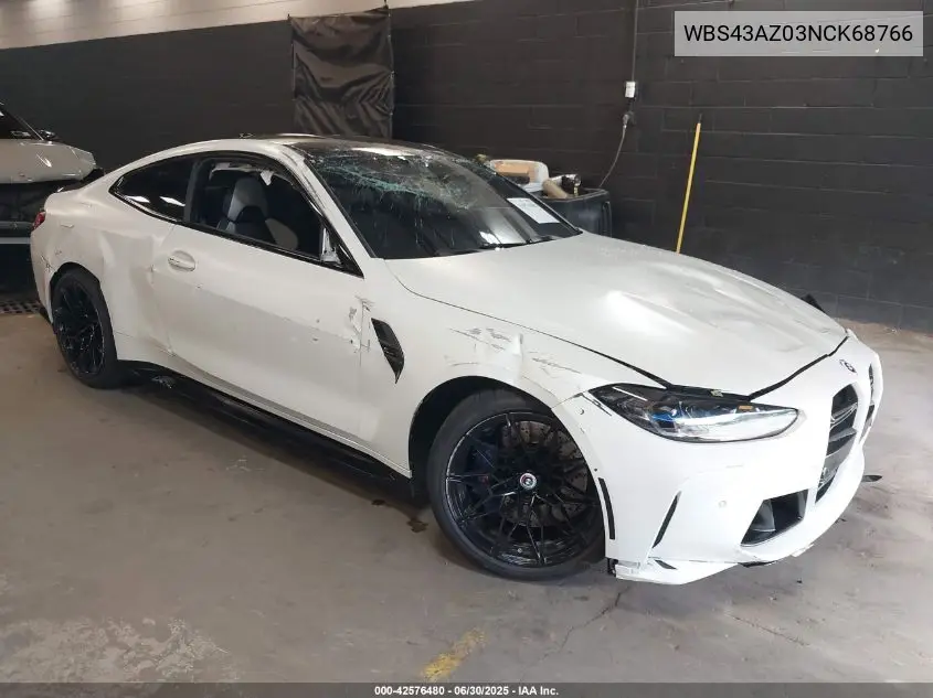2022 BMW M4 Competition xDrive VIN: WBS43AZ03NCK68766 Lot: 42576480