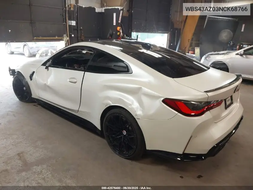 2022 BMW M4 Competition xDrive VIN: WBS43AZ03NCK68766 Lot: 42576480