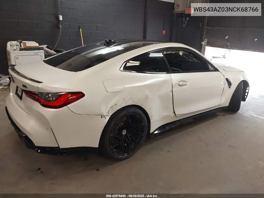 2022 BMW M4 Competition xDrive VIN: WBS43AZ03NCK68766 Lot: 42576480